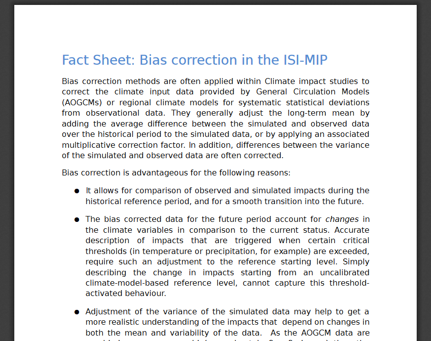 Bias Correction Fact Sheet