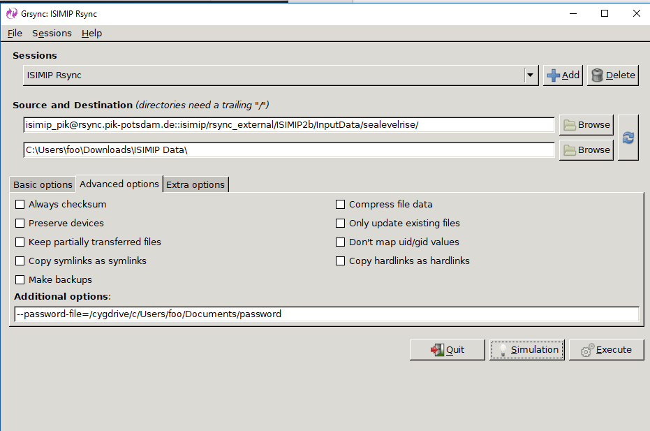 Grsync Windows Config